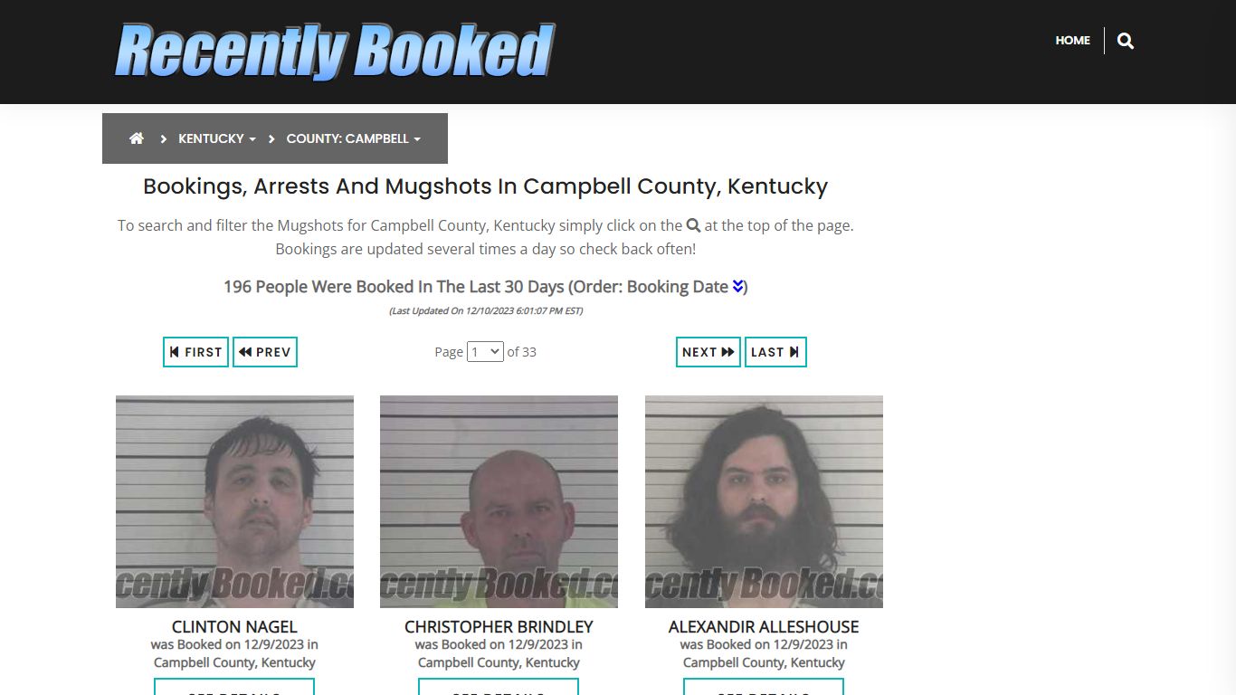 Bookings, Arrests and Mugshots in Campbell County, Kentucky